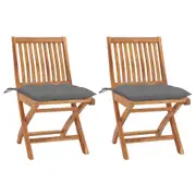 2x Solid Teak Wood Garden Outdoor Chair with Cushions Multi Colours vidaXL
