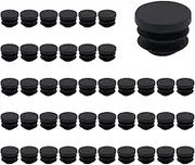 Pack of 50 NUZAMAS Round Black Plastic End Caps,20mm Plastic Plugs,Round Tube Anti-Slip Mat, Plastic Caps End Tube Insert for Chairs Desks Tables Beds Furniture Foot Plug Steel Pipe Cover