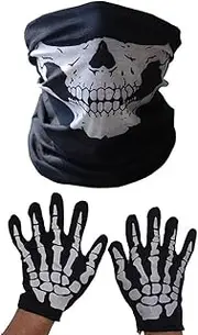 Skeleton Skull Finger Gloves and Skull Face Mask, Halloween Costume, for Halloween Festival