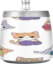 Cute Kittens Yarn Balls White Cigarette Container, Smell Proof Ash Tray, Home Ashtrays Snub out