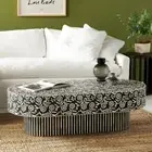 Bone Inlay Targua Coffee Table in Oval Shape, Bone Inlay Coffee Table, Bone Inla