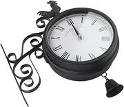 Double Sided Clock Waterproof Outdoor Garden Wall Station Clock Double Sided Cockerel Vintage Retro Home Decor for Patio, Garage, Train Station Clock