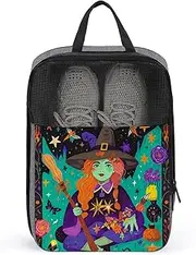 [Dwrepo] Magic Witch Witchcraft Bohemian Travel Shoes Carrier Dustproof Portable Shoe Pouch Carrying Strap Handheld Shoe Bag for Travel Daily Use Storage Pouch, gray, One size, Travel Shoes Carrier, Gray, One