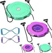 Massage Waist Twisting Board with Pull Rope, Waist Twisting Exercise Disc Equipped with 2 Tension Ropes, Waist Twister Silent Rotating Structure for Male and Female Core Train