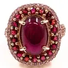 Natural Ruby Red and Pink Sapphire Cocktail Ring 925 Sliver in Rose Gold Plated