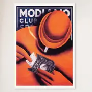 Galrie Modiano Vintage Cigarette Papers Advertising Poster for Art Home Decor, White Frame, A4 21 x 30cm (8 x 12inch)