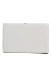 Dolce & Gabbana White Leather Gold Frame Clutch Evening Party Purse Women's Bag