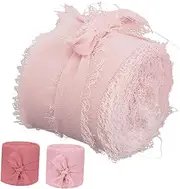 SOPOTUTU 3 Rolls Wide Chiffon Ribbon for Wedding Invitations Floral Bouquets Holiday Crafts Decorative Fringe Ribbon Tones for DIY Decorations Present Wrapping