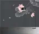 3D Lotus Dragonfly Wallpaper Wall Mural Removable Self-adhesive 828