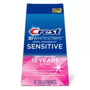 Crest 3D Whitestrips Sensitive At-Home Teeth Whitening Kit, 18 Treatments, Gentl