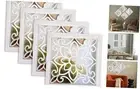 4PCS Rustic Square Wall Mirrors,Farmhouse Accent Mirrors Set, White