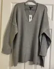 NWT $198 Eileen Fisher Dark Pearl V Neck Box-Top 1X 2X 3X