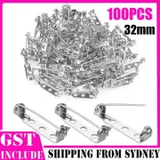 200x 32mm Brooch Backs Safety Bar Pins Craft Catch Badge Fasteners Jewellery AUS
