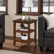 Tribeca 18 in. Espresso Square Rubber Wood End Table with Shelves
