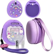 JCHPINE Hard Case and Silicone Cover Compatible with Tamagotchi Pix Interactive Virtual Pet Game Machine, Screen Film Protector for Tamagotchi Pix Accessories (Purple)