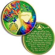 Butterfly Sobriety Chip Tree of Life AA Coins and Medallion Alcoholics Anonymous Coin Serenity Prayer Coin Recovery Anniversary Token Sobriety Gifts for Women Men