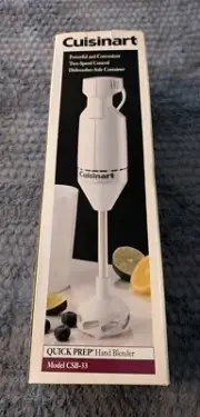 Vintage Cuisinart White Quick Prep Hand Blender 2 Speed #CSB-33 NOS 90s NIB