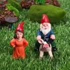 Decorations Miniature Dwarf Figurine Riding Pig Gnome Female Goblin Statue