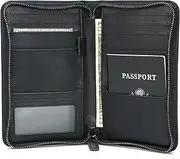 [POLARE ORIGINAL] Polare Full Grain Leather Passport Holder Cover Case for Men RFID Blocking Travel Wallet Holds 4 Passports, Black, Large, Modern