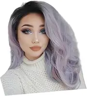 AUTSUPPL Medium Length Curly Women Wig Human Hair Lace Front Wig Natural Style Hair Cover