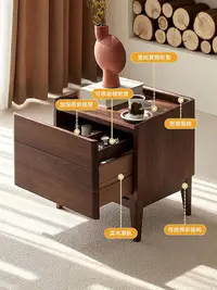 在飛比找Yahoo!奇摩拍賣優惠-床頭櫃 全實木床頭柜簡約現代臥室家用黑胡桃木邊柜置物柜落地小