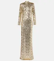 [The New Arrivals Ilkyaz Ozel] The New Arrivals Ilkyaz Ozel Catroux sequined gown AU 14 gold