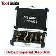 5pcs HSS M35 5%Cobal Imperial Sheet Metal Step Drill Bits Set Stainless Cutter