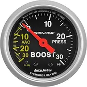 Auto Meter 3303 Sport-Comp Mechanical Boost/Vacuum Gauge,2.3125 in.