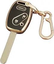 WKEDQAF for Honda Key Fob Cover TPU Protector Key Fob Shell Fit for Honda Civic CR-V CR-Z Fit Insight Odyssey Pilot Ridgeline (Black 3-b)