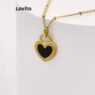 Lovito 女士休閒心型防過敏 18K 金項鍊 L66AD019 (金色)