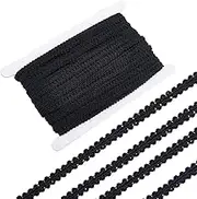 GORGECRAFT 27.5 Yards x 0.28" Decorative Gimp Braid Trim Black Polyester Centipede Woven Lace Ribbon Edge Trimming Applique for Costume Curtain Lampshades Sewing Home Upholstery Jewelry Card Making