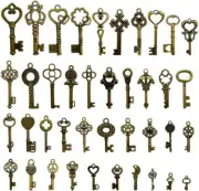40 Pcs Mixed Skeleton Keys in Antique Style Bronze Vintage Key Charms Small