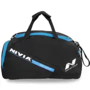 Nivia Sportspace-2.0 Gym Bag Polyester Black Sky Blue Shoulder Bag