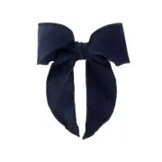 Girls Corduroy Bowtie with Twisted Wrap and Whimsy Tails Medium Navy
