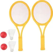 Kisangel Parent-Child Tennis Badminton Racket Set Large Rackets 2pcs Tennis 2pcs Badminton Boys and Girls Outdoor Sports Equipment Random