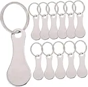 OSALADI 12Pcs Stainless Steel Shopping Trolley Tokens with Key Rings Shopping Cart Remover and Portable Keychain for Access