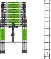 [BISREW] Telescoping Ladder 15.5 FT with Detachable Hooks,11.8 in Step Hight,Compact Collapsible Design with Safety Locks,Adjustable 16 Steps for Home,Outdoor Work,RV,Attic Access,Aluminum Extension