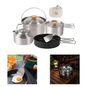 Camping Cookware Pot Frying Pan Kettle Lightweight Cookset Included Carry Bag