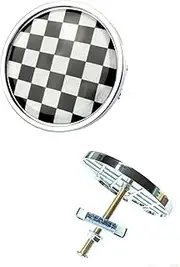 for Mini Front Grill Emblem Badge Metal Logo Decal Sticker Checkered Style