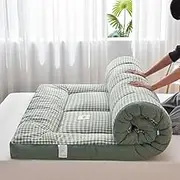 Portable Camping Sleeping Pad Boys Girls Dormitory Thicken Mattress Japanese Floor Futon Mattress Foldable Tatami Mat Roll Up Floor Bed for Adults Child(Green,120 * 200cm)