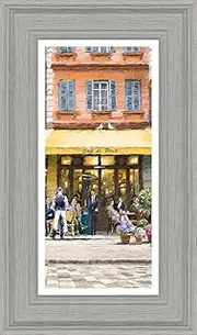 [Artko] French Cafe Scene Framed Print Wall Art - Alfresco Scene Home Decor - Richard Macneil Artwork - Ready to Hang 'Cafe De Paris II' Painting - 49 x 29cm