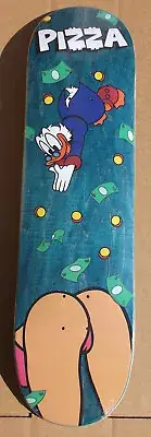 PIZZA BRAND "SCROOGE MCDUCK BOOTY DIVING" SKATEBOARD DECK RARE