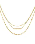 Kendra Scott Addison Pave Bar & Baguette Cubic Zirconia Layered Necklace in 14K Gold Plated, 16-18