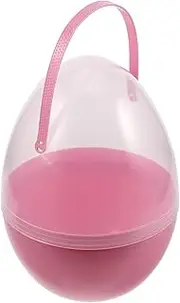jojofuny Jumbo Easter Egg, Plastic Fillable Jumbo Easter Egg with Handle, Hunt Basket Stuffers Filler Giant Clear Egg-Shaped Buckets Easter Decoration