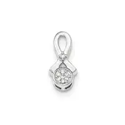 14K White Gold Real Diamond Ribbon Awareness Slide Pendant