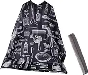 Baluue 1 Set Nylon Hairdressing Cape and Comb for Salon Use Static Barber Cloak for Haircuts Dyes and Perms Black Apron and Comb