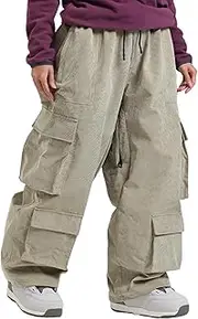 [GSOU SNOW] Mens Womens Baggy Snowboard Pants Cargo Ski Snow Pants Mutil Pockets Loose Fit Casual Pants
