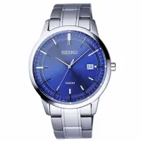 在飛比找Yahoo!奇摩拍賣優惠-【金台鐘錶】SEIKO 精工 簡約大錶徑 鋼帶腕錶藍 SGE