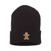 Gingerbread man embroidered beanie hat, custom embroidered winter beanie