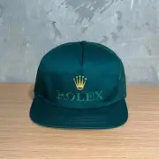 ROLEX Mesh Cap Logo Green 90's USA Embroidery Snapback New Unused FREE Size